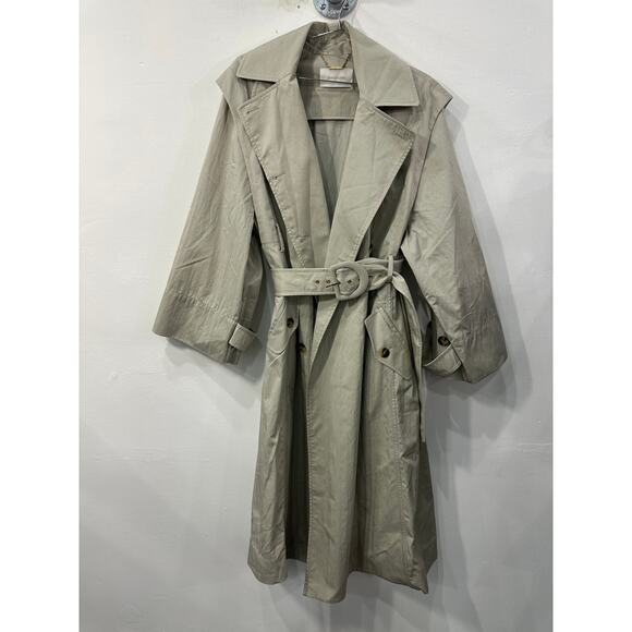 Zimmermann Cotton-Blend Super Eight Crinkled Gabardine Trench Coat Khaki Size 0 - Picture 3 of 8